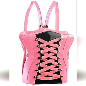 DEMONIA PINK CORSET BACKPACK PURSE HOT TOPIC VINTAGE NEW GOTH FETISH RARE